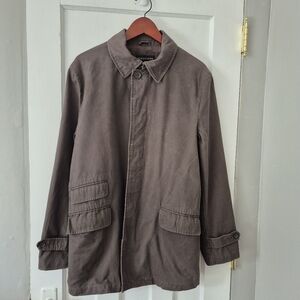 Vintage Y2K Structure Men's Chore Jacket Lined Button Closure Dark Brown Sz S